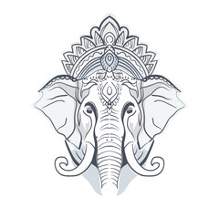 Ganesha Chaturthi vector background. Contour graphics.