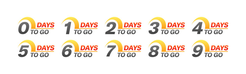 Days to go icon collection. Flat style. Vector icons