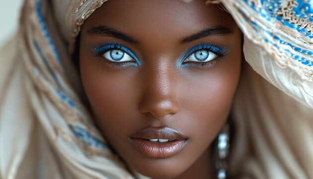Eyeshadow Evolution: A Blue-Eyed Beauty's Journey Through Time Generative AI