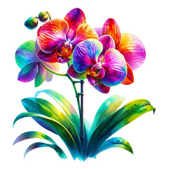 Isolated Watercolor Orchid - Transparent Floral Art