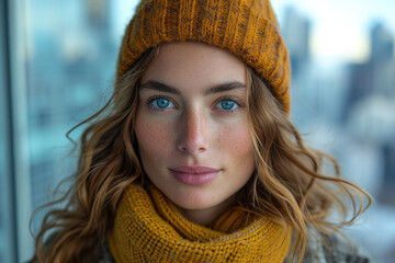 Close-up natural portrait of a young woman model