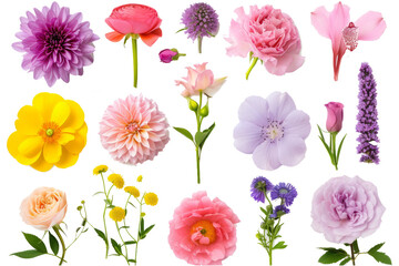 Fototapeta na wymiar Set of different beautiful flowers