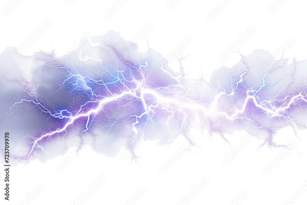 Canvas Prints Lightning, electric thunderbolt strike of blue color during night storm, impact, crack, magical energy flash