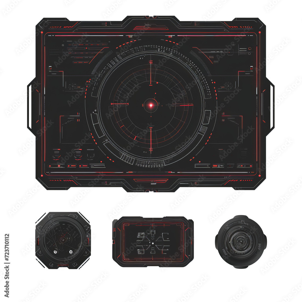 Poster Sci-fi and HUD frame. Futuristic screen with target and borders