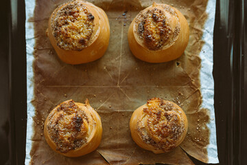 making butter buns with cinnamon and sugar in craft baking