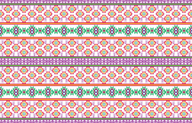 Geometric ethnic oriental pattern traditional Design for background,carpet,wallpaper,clothing,wrapping,Batik,fabric,Vector embroidery style. 