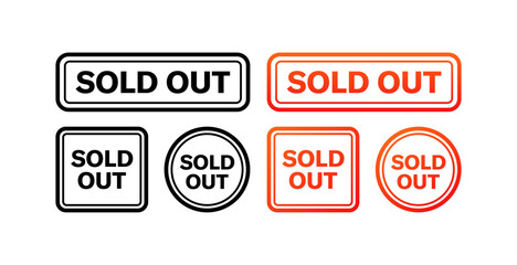 Sold out buttons. Flat style. Vector icons
