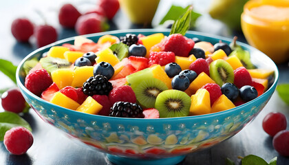 Vibrant Fresh Fruit Salad: Nutrient-Rich, Vitamins, Minerals and Wholesome.