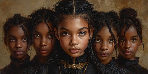 Fierce Females: A Celebration of Black Girl Power Generative AI - obrazy, fototapety, plakaty