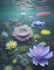 Fototapeta na wymiar Underwater flower bloom
