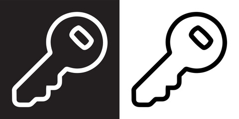 Key icon vector. Key sign symbol in trendy flat style. Key vector icon illustration isolated on black and white background