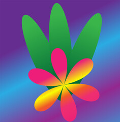 a bright flower with a juicy gradient on a blue-blue background