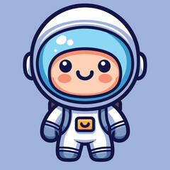 Cute astronaut happy smiling to you cartoon vector icon illustration. science techno chibi