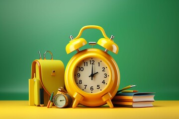 alarm clock and books