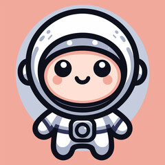 Cute astronaut happy smiling to you cartoon vector icon illustration. science techno chibi