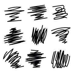 Scribble set doodle lines squares