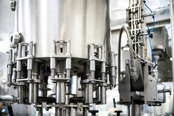Juice making, factory line drink production, industry juice cans packaging lab manufacture