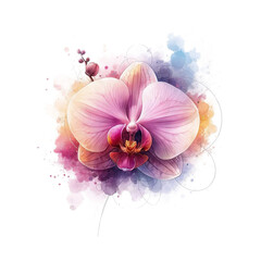 Isolated Watercolor Orchid - Transparent Floral Art