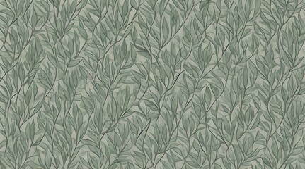 Green Olive Leaves Line Artwork Backround. Generative AI.