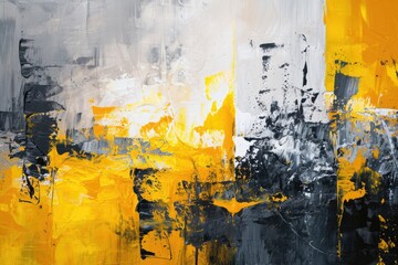 Grey and Yellow Modern Abstract Artwork Painting on Square Background