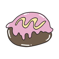 set of sweet cakes, cromboloni, dessert isolated on white background. donut, cromboloni, cakes, pudding