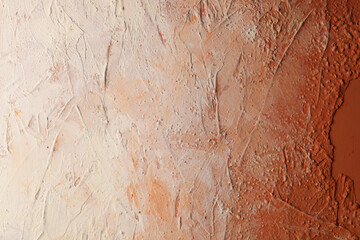 Parete con texture materica dipinta a tempera di colore arancio-beige; spazio per testo - obrazy, fototapety, plakaty