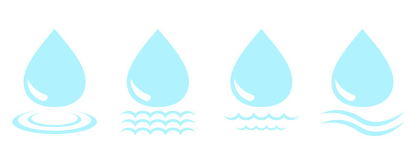 Drop icon set. Falling drop flat illustration. Ecology, hydration, nature vector illustration isolated on a white background.