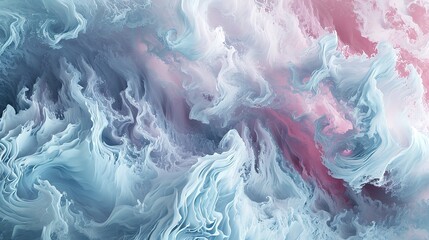 Abstract fluid art texture with swirling patterns of turquoise and pink, resembling marble or a churning ocean of colors. - obrazy, fototapety, plakaty