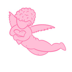 Pink Cupid Holding Heart