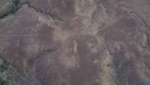 Drone Shot Above Intaglios in Blythe, Arizona, Ancient Geoglyphs in Sonoran Desert