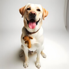 Adorable Labrador Retriever Poses for a Portrait on a White Background Indoors