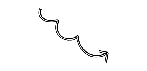 Hand drawn simple arrow drawn with wax crayon, chalk or charcoal. Uneven dry texture for underlining highlighting. Pencil drawn lines, strikethrough, grungy vector isolated on white.