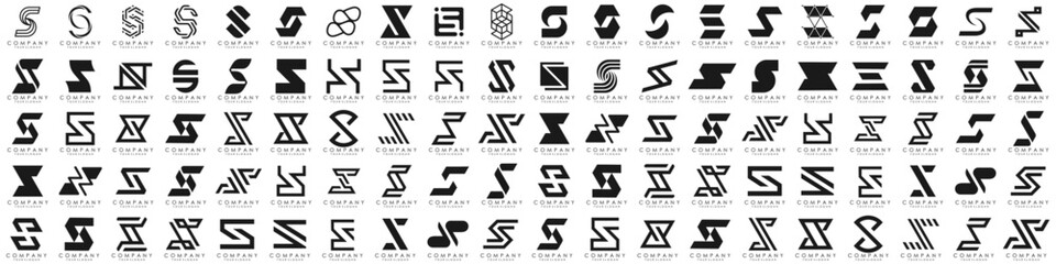 collection abstract letter S logo design. modern logotype S design with black color. vector illustration