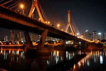 Fototapeta na wymiar Overpass Bridge, Sao Paulo at night