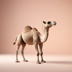 A charming 3D render of a camel on pastel background in the form of an cute adorable and lovable