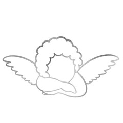Silver Luxury Cupid With Wings Outline