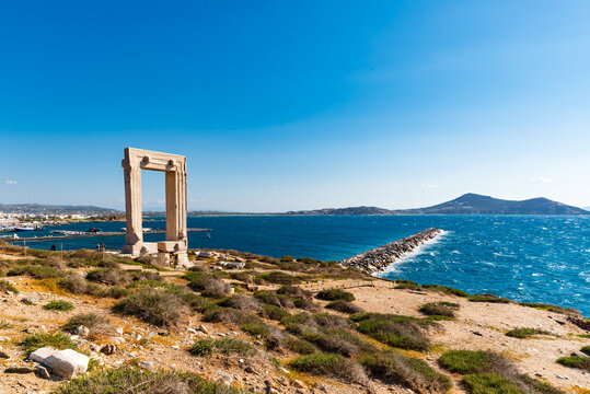 Naxos Apollo Temple by the Aegean Sea.