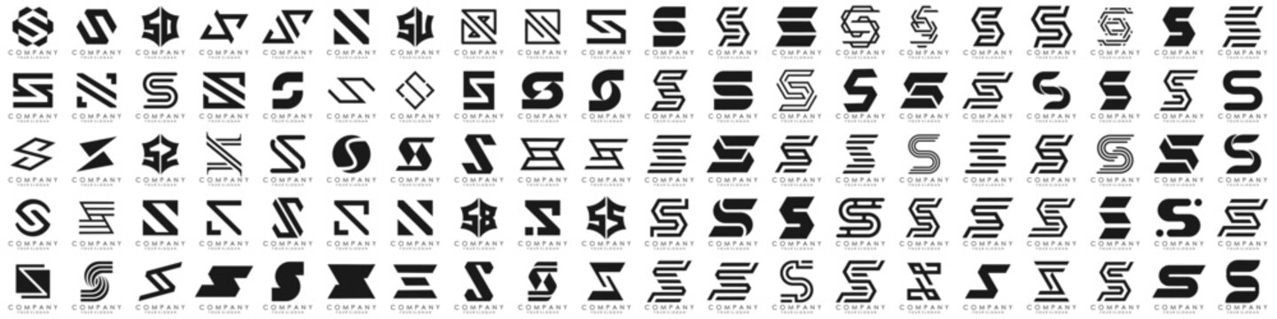 collection abstract letter S logo design. modern logotype S design with black color. vector illustration