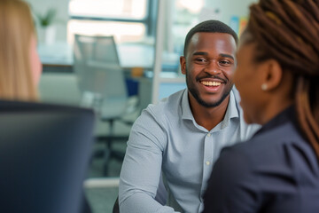 Happy businesswoman interviewing a well-prepared job candidate in a cozy office environment. The job interview process - from expectation to excitement, captured in high-definition