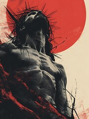 Jesus Christ crucified on a cross, background poster banner, motivational, social media post, wallpaper