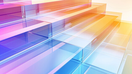 colored transparent glass steps background