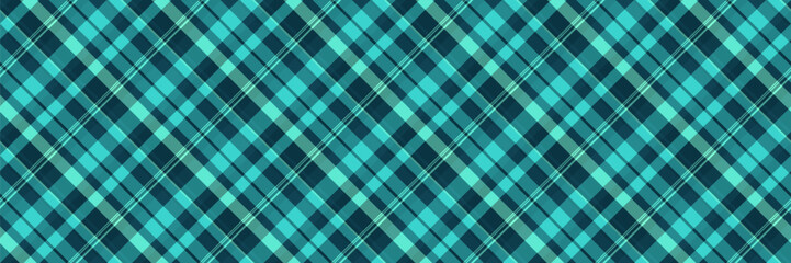 Kilt texture plaid pattern, stationary vector check seamless. Net textile fabric background tartan in cyan and teal colors.