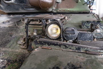 Fototapeta na wymiar tank headlight, military detail