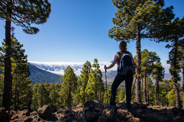 Young woman summit to Bejenado Peak in Caldera de Taburiente, La Palma, Spain © Alberto Gonzalez 