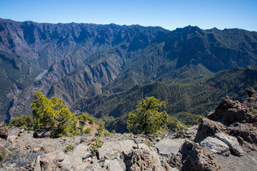 Landscape in Bejenado Peak in Caldera de Taburiente, La Palma, Spain