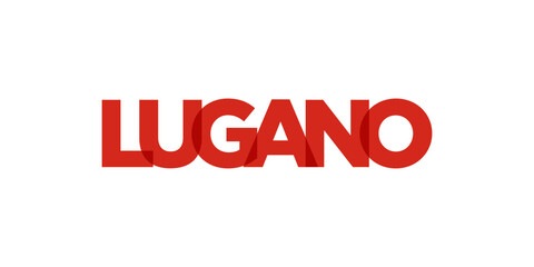 Fototapeta na wymiar Lugano in the Switzerland emblem. The design features a geometric style, vector illustration with bold typography in a modern font. The graphic slogan lettering.