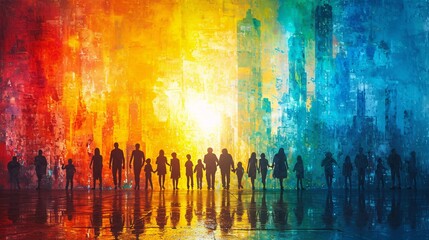 Rainbow Family Walking Together Generative AI