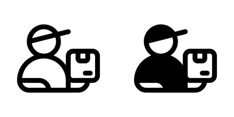 Editable package courier, delivery man vector icon. Shipping, delivery, e-commerce, logistics. Part of a big icon set family. Perfect for web and app interfaces, presentations, infographics, etc