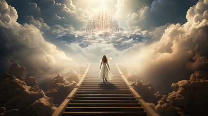 Ascending Stairs To The Heaven. Concept of after life