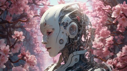 In a cybernetic garden, mechanical blossoms bloom, each petal a testament to the harmonious integration of nature and technology in the age of the robot uprising.